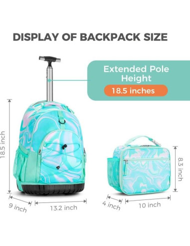 Mochila Rodante Choco Mocha Teal 18.7" con Almuerzo
