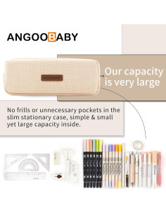 Estuche Pequeño ANGOOBABY para Lápices Beige Organizador 2