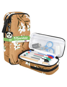 Estuche Escolar Pandasz Flor Marrón - Organizador de Lápices