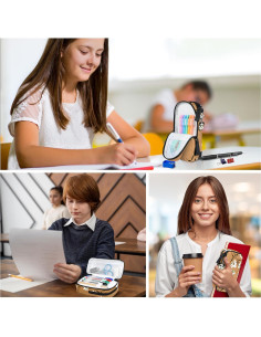 Estuche Escolar Pandasz Flor Marrón - Organizador de Lápices 2