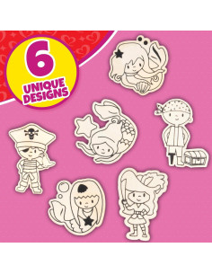 Kit de Pintura de Madera SCS Direct 24 Piezas Sirena y Pirata 2