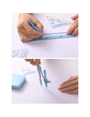 Juego de compás Waremew 8 piezas con caja irrompible