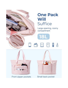 BAGSMART Bolsa Tote Acolchada Rosa con Compartimentos 2