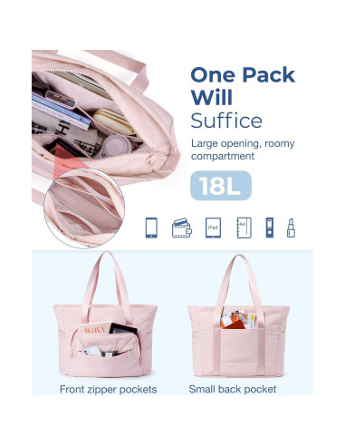 BAGSMART Bolsa Tote Acolchada Rosa con Compartimentos