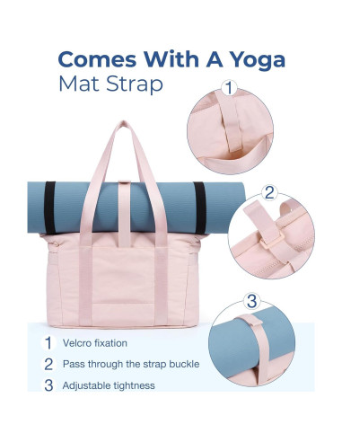 BAGSMART Bolsa Tote Acolchada Rosa con Compartimentos