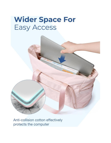 BAGSMART Bolsa Tote Acolchada Rosa con Compartimentos