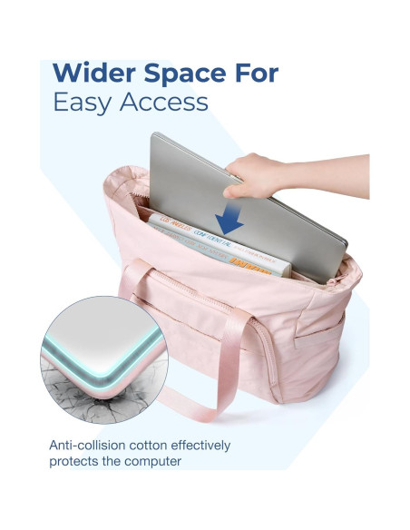 BAGSMART Bolsa Tote Acolchada Rosa con Compartimentos
