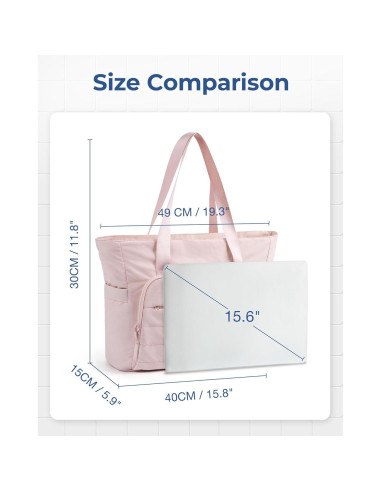 BAGSMART Bolsa Tote Acolchada Rosa con Compartimentos