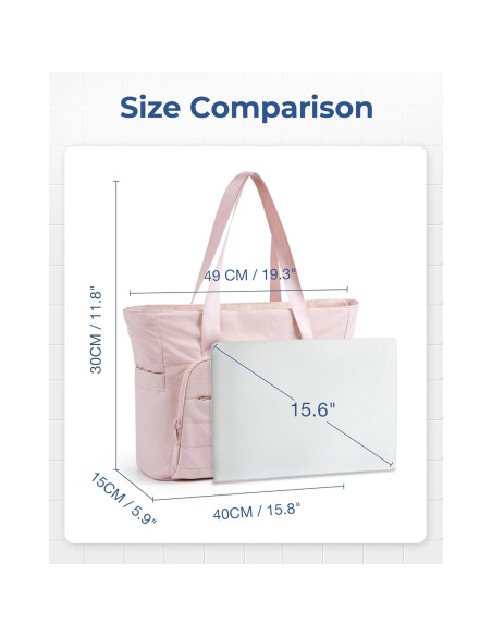 BAGSMART Bolsa Tote Acolchada Rosa con Compartimentos
