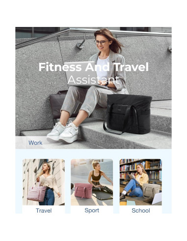 BAGSMART Bolsa Tote Acolchada Rosa con Compartimentos