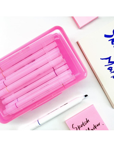 Caja de Lápices Ykimok Rosa Apilable 20.5x12x5.8cm