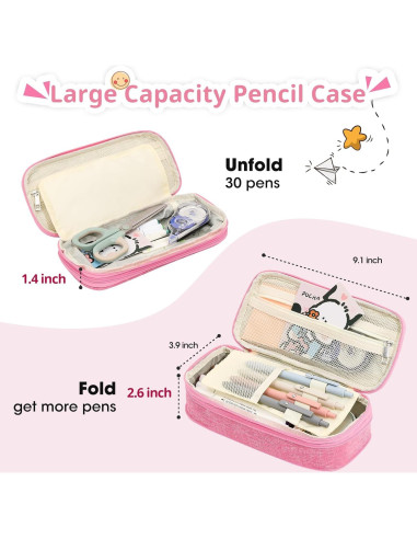 Estuche de Lápices GIFTOXO Rosa Gran Capacidad 23x9.9cm