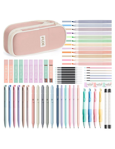 Kit de Suministros Escolares FLOE 65 Piezas Estético Rosa