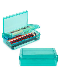 Caja de Lápices Meiikun Verde 2 Compartimentos Plástico