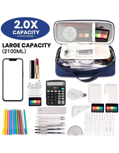 Estuche de Lápices Hsmihair Azul Profundo 25.7x11.4cm