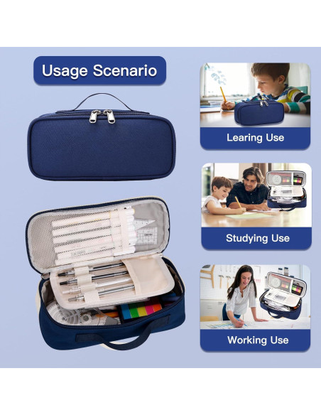 Estuche de Lápices Hsmihair Azul Profundo 25.7x11.4cm Estuche de Lápices Hsmihair Azul Profundo 25.7x11.4cm