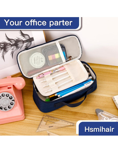 Estuche de Lápices Hsmihair Azul Profundo 25.7x11.4cm