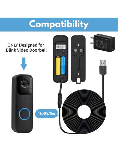 Adaptador de corriente ALERTCAM para timbre Blink 5m resistente