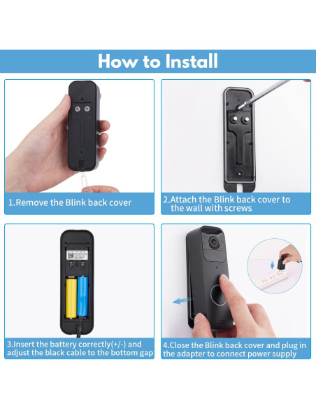 Adaptador de corriente ALERTCAM para timbre Blink 5m resistente