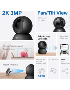 Cámara de Seguridad TP-Link Tapo C211 2K Pan/Tilt Negro 2