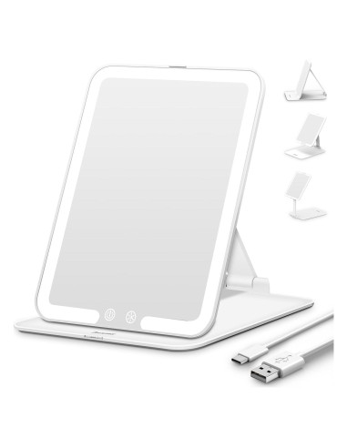 Espejo de Maquillaje Auxmir Plegable con Luz LED 72, Blanco