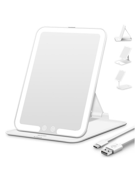 Espejo de Maquillaje Auxmir Plegable con Luz LED 72, Blanco