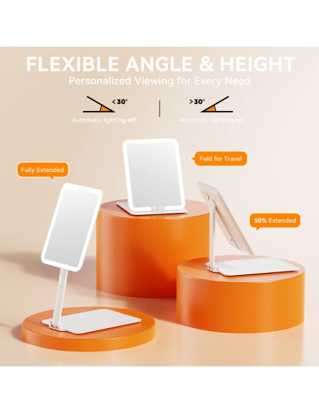 Espejo de Maquillaje Auxmir Plegable con Luz LED 72, Blanco