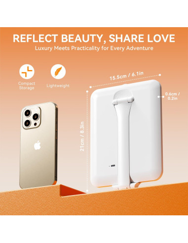 Espejo de Maquillaje Auxmir Plegable con Luz LED 72, Blanco