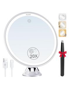 Espejo de Aumento 20X Auxmir con Luz LED y Ventosa