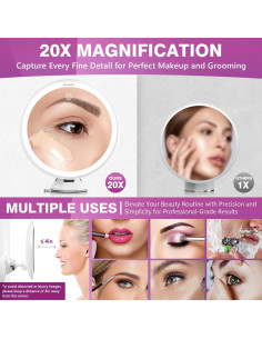 Espejo de Aumento 20X Auxmir con Luz LED y Ventosa 2