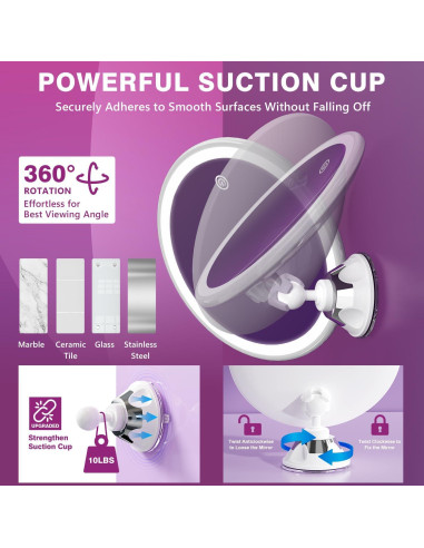 Espejo de Aumento 20X Auxmir con Luz LED y Ventosa