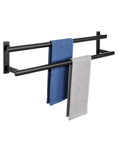 SAYAYO Barra Doble para Toallas 80 cm Acero Inoxidable Negro