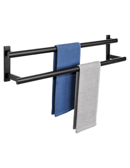 SAYAYO Barra Doble para Toallas 80 cm Acero Inoxidable Negro