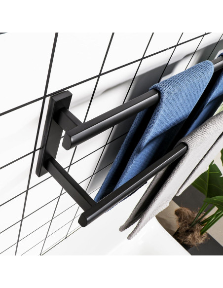 SAYAYO Barra Doble para Toallas 80 cm Acero Inoxidable Negro