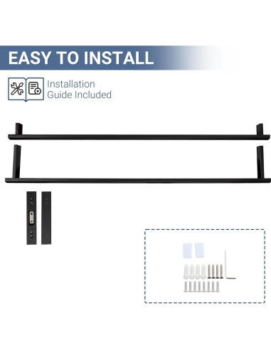 SAYAYO Barra Doble para Toallas 80 cm Acero Inoxidable Negro