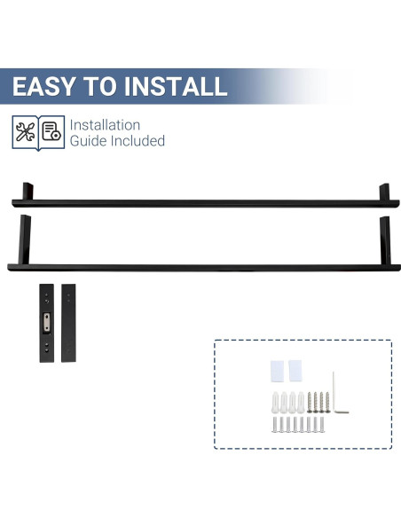 SAYAYO Barra Doble para Toallas 80 cm Acero Inoxidable Negro