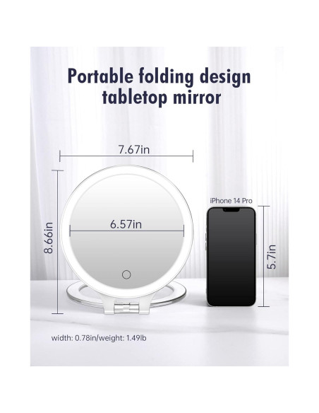 Espejo de Aumento FASCINATE 10X LED Recargable Blanco