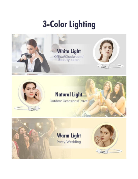 Espejo de Aumento FASCINATE 10X LED Recargable Blanco