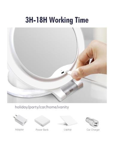 Espejo de Aumento FASCINATE 10X LED Recargable Blanco