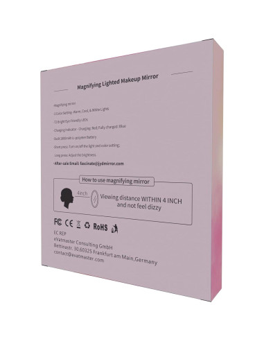 Espejo de Aumento FASCINATE 10X LED Recargable Blanco