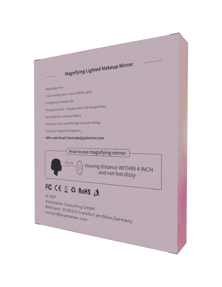 Espejo de Aumento FASCINATE 10X LED Recargable Blanco