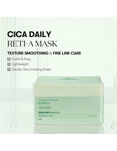Máscara Facial VT COSMETICS CICA Reti-A 30 Hojas Hidratante