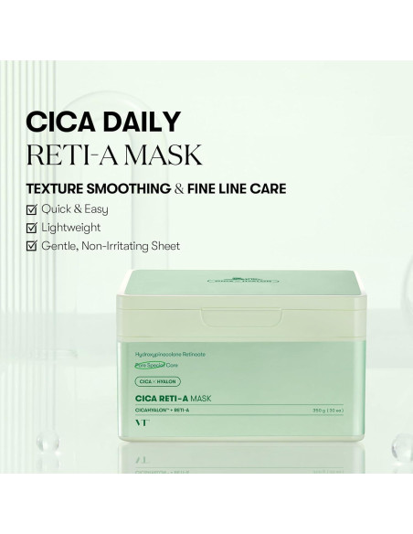 Máscara Facial VT COSMETICS CICA Reti-A 30 Hojas Hidratante