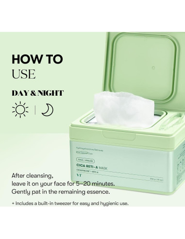 Máscara Facial VT COSMETICS CICA Reti-A 30 Hojas Hidratante