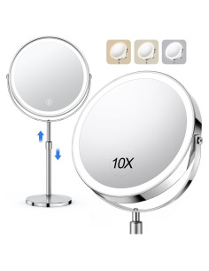 Espejo de Maquillaje Iluminado JIANGMEN 20,32 cm Doble Cara 1x/10x