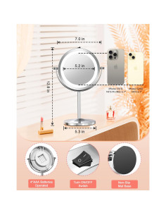 Espejo de Maquillaje Iluminado Benbilry 18 LEDs 10 cm 1X/10X 2