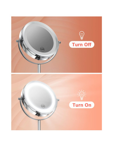 Espejo de Maquillaje Iluminado Benbilry 18 LEDs 10 cm 1X/10X
