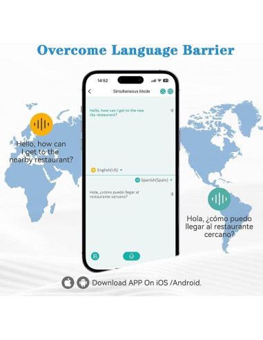 Auriculares Traductores Bluetooth AI 144 Idiomas M10 Negro