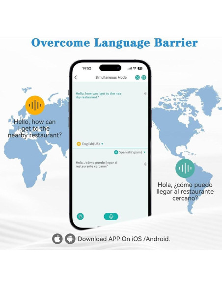 Auriculares Traductores Bluetooth AI 144 Idiomas M10 Negro