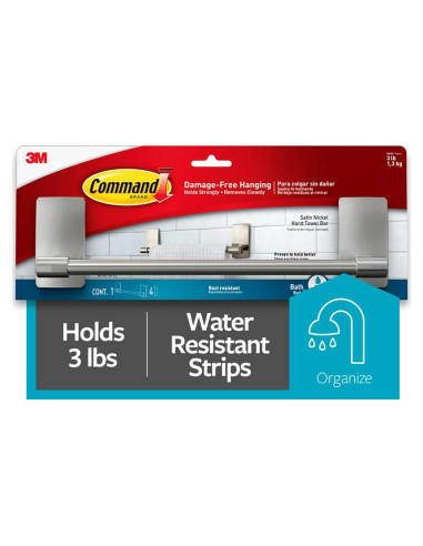 Barra para Toalla de Mano Command Níquel Satinado 22.86 cm